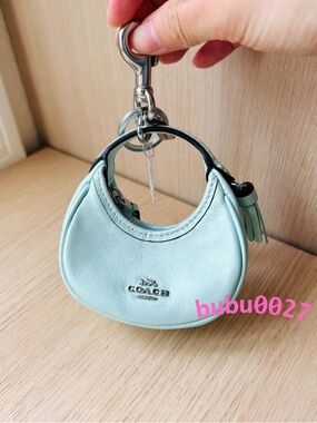 NWT🍏Coach Mini Carmen Bag Charm Shiny Green CBL92 Key Ring Accessories Gift Cute